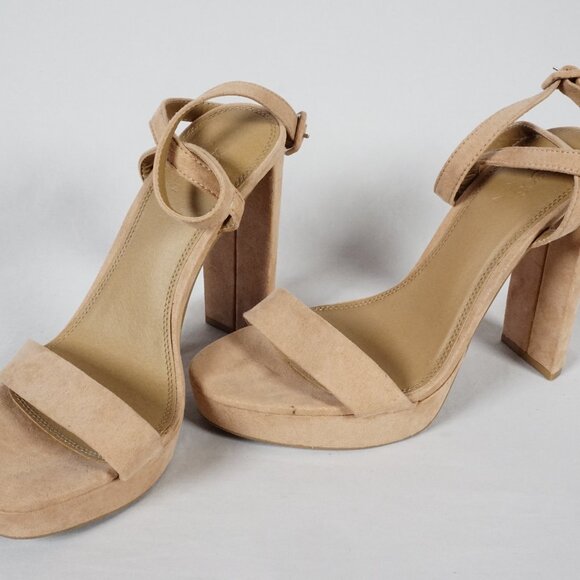 ASOS DESIGN Natasha Platform "Barely There" Heel Sandals Beige UK 7/ US 9 - Picture 6 of 10